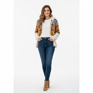 05 Saltwater Luxe Striped Hooded Zip Cardigan